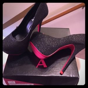 Black Glitter Heels