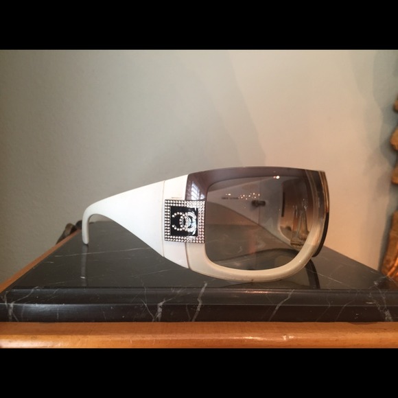 Chanel white stone logo sunglasses