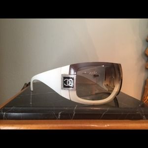 Chanel white stone logo sunglasses