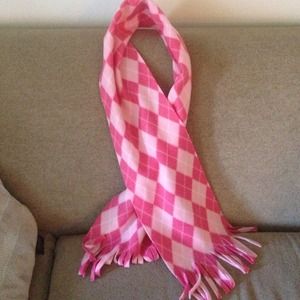 Chamois-flannel scarf, pink and white argyle