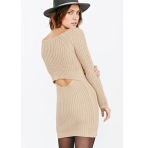 Silence + Noise surplice taupe sweater dress