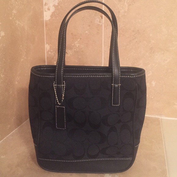 Authentic Coach Black small tote with C's