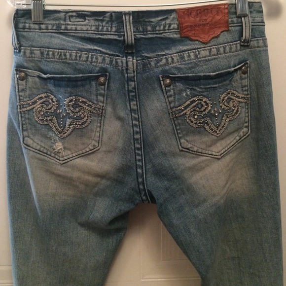 Reroc for express distressed Jeans boot flare