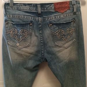 Reroc for express distressed Jeans boot flare