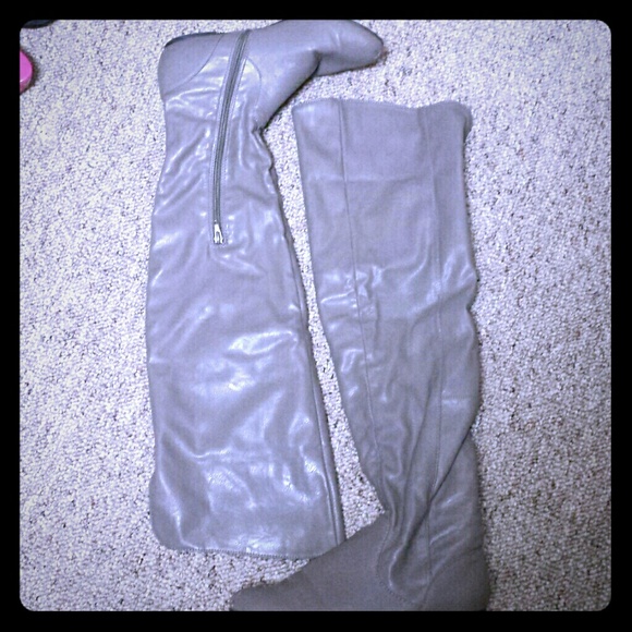 Grey Thigh High Boots