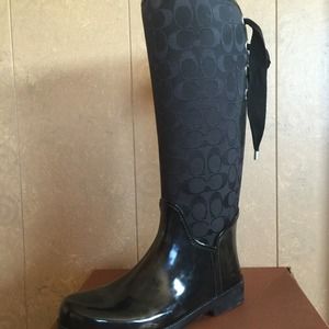 NWOT Coach Black Rainboots