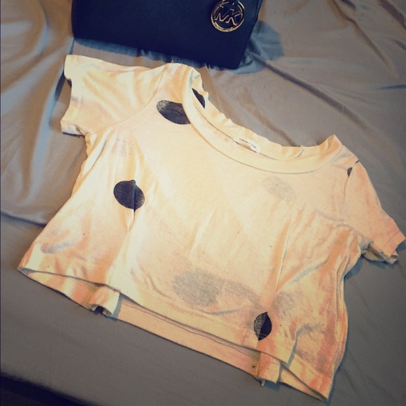 Cute Off white crop top with black polka dots