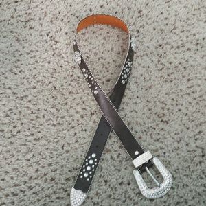 Brown bling belt womens
