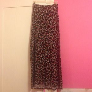 Black floral maxi skirt