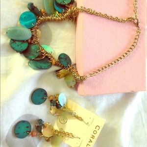 Turquoise and golden statement necklace