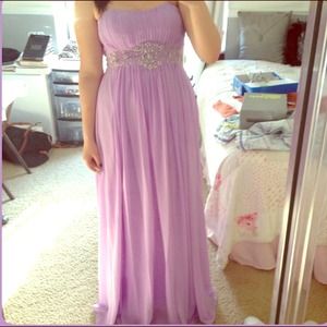 Lilac and silver beaded embellished prom dress