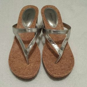 Silver cork sandals