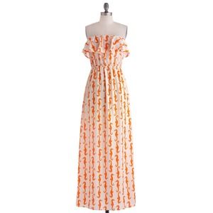 Orange and white seahorse dress