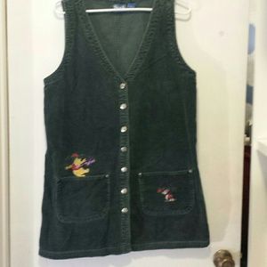 Dark green corduroy Pooh and Piglet jumper