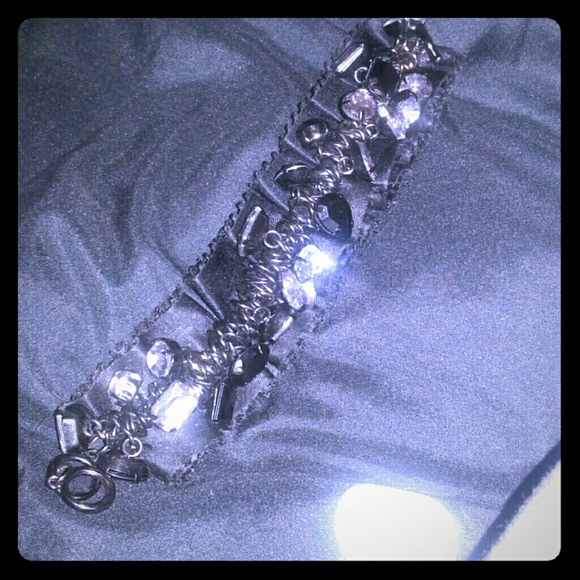 Satin and crystal stone bracelet