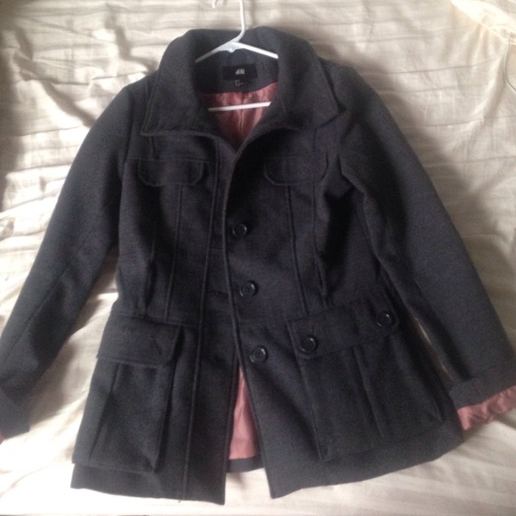 Gray Coat with Pockets and Silky Inside