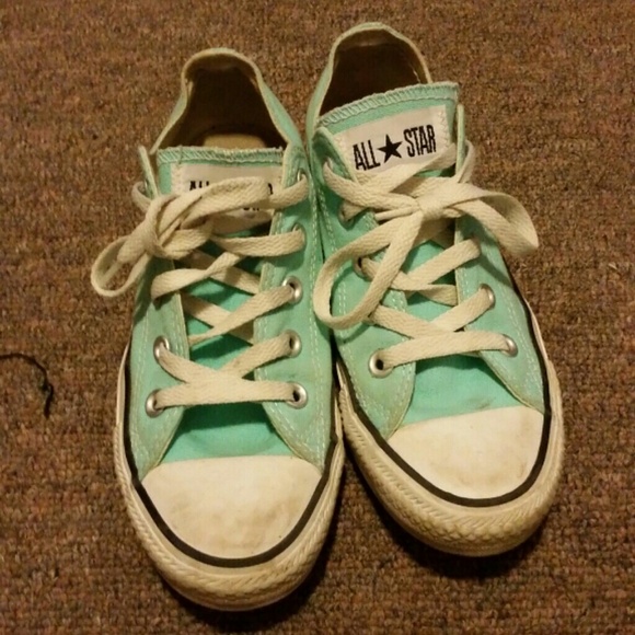 Mint / baby blue converse