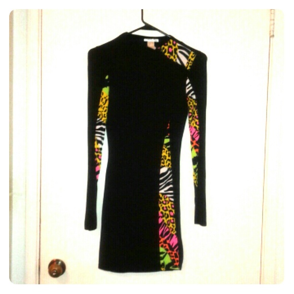 Black party dress with zebra print accents
