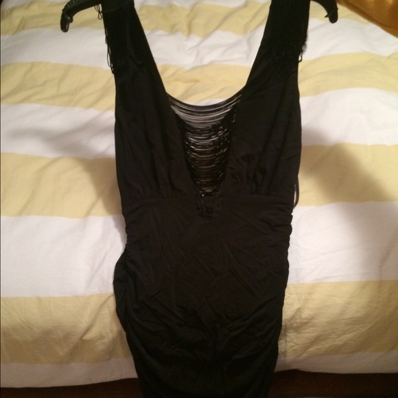 Bebe black Fringe dress. Size m - Picture 1 of 3