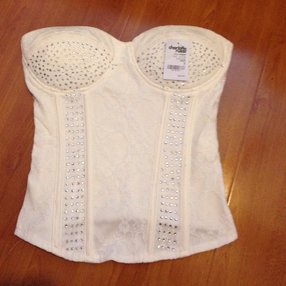 Strapless off white top (small)