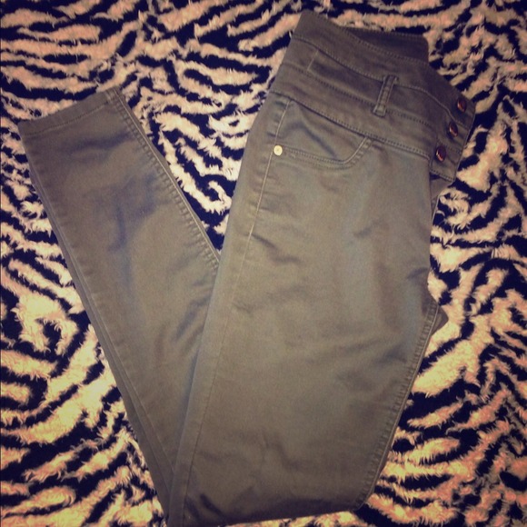 High Waisted Dark Green Pants