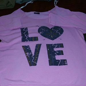 Pink "Love" top  and jeggings bundle for @leoris21