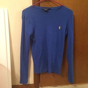 Women's dark blue fitted polo long sleeve