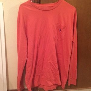 Orange long sleeve polo pocket tee