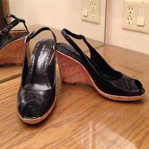 Via Spiga black wedge heels