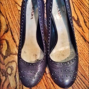 Prada studded grey heels