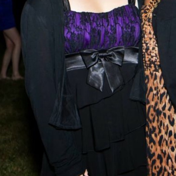 Black and purple formal homecoming dress