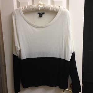 H&M Black and Cream Colorblock Sweater
