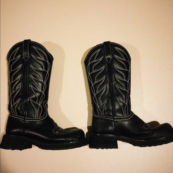 John Fluevog Black Cowboy Boots