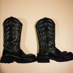 John Fluevog Black Cowboy Boots