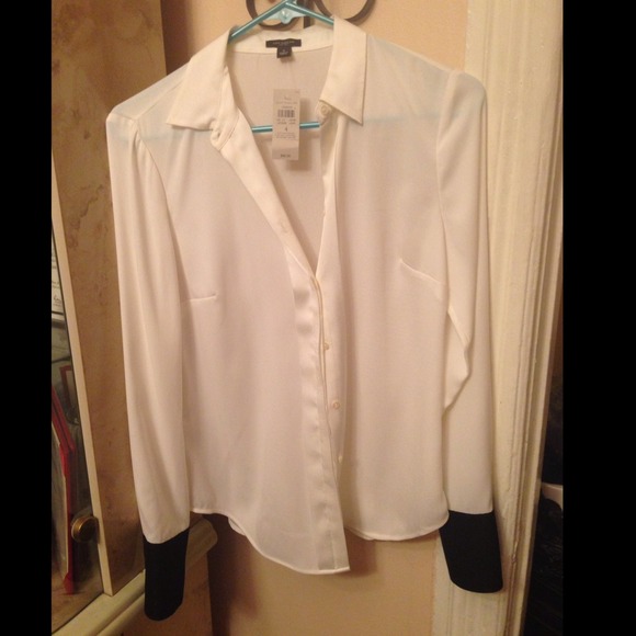 Silk Cream and Black Blouse by Ann Taylor