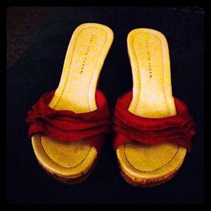 Wedges with red ruffle