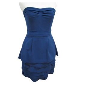 BCBG MaxAzria short strapless blue dress