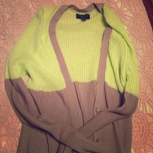 Long yellow and cream AE cardigan