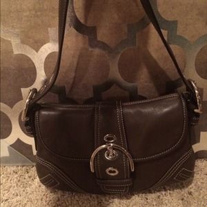 Authentic Dark Brown Leather Coach purse