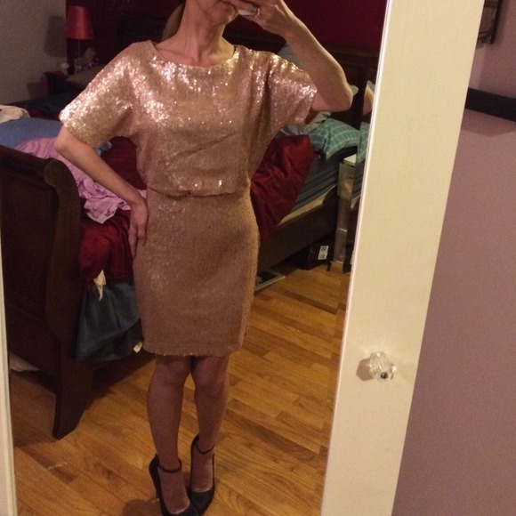 ARK & CO champagne/nude sequin dress open back