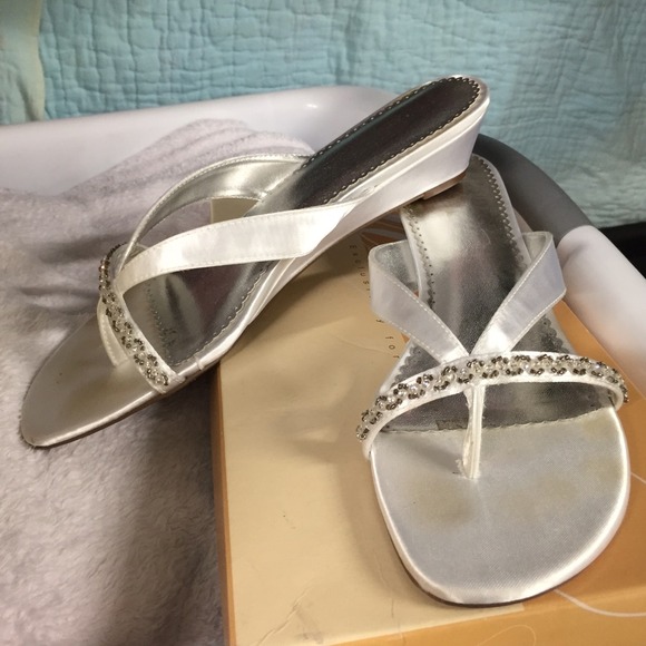 Michaelangelo White Satin Bridal Sandals