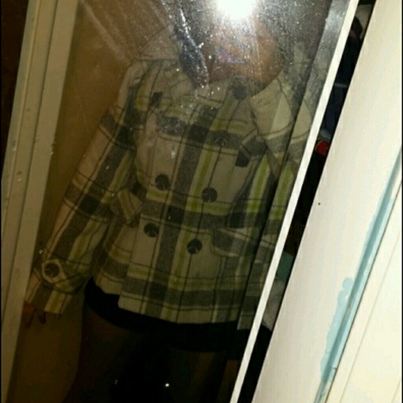 Plaid pea coat.