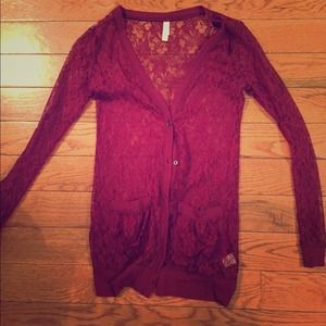 Red lace cardigan, great condition! SALE!!