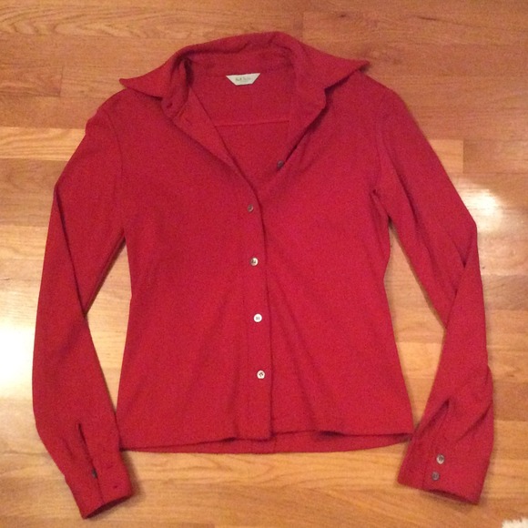 PAUL SMITH red long-sleeve blouse