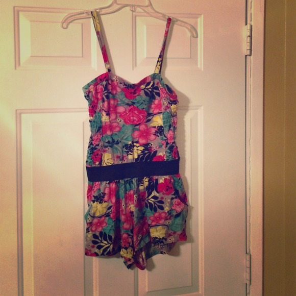 Derek Heart floral short jumpsuit.