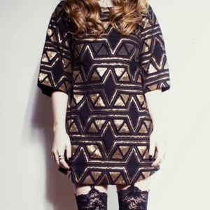 Billabong black and gold sequin shift dress