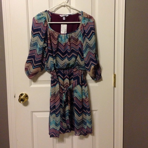Blue and purple chevron dress