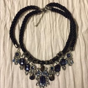 FREE SHIPPING-Black & blue statement necklace
