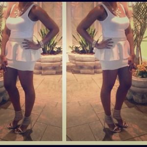 Forever 21 Tan Quilted Peplum Skirt