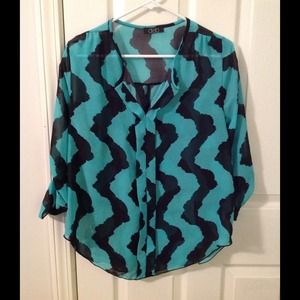 Navy and teal blouse